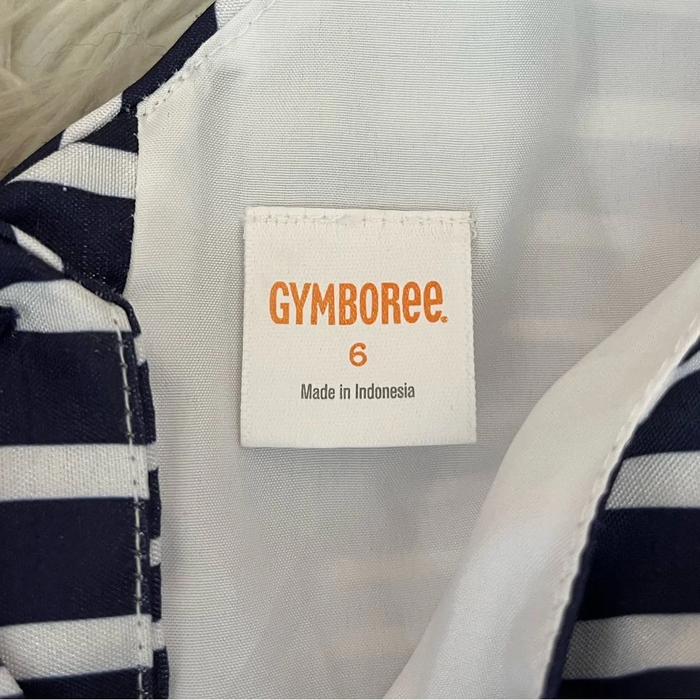 {Gymboree} Sleeveless Striped Fit & Flare Dress in Navy & White - Girls 6